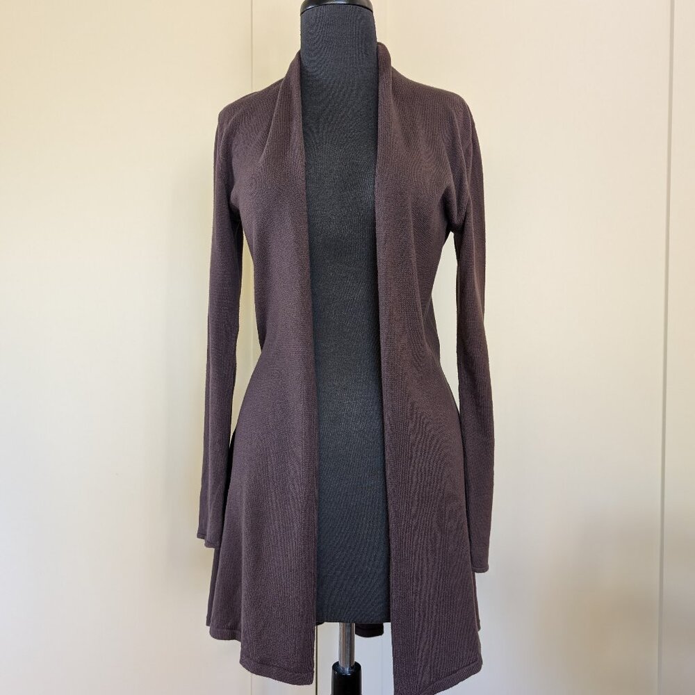Peruvian Connection Peplum Back Cardigan, Shale, XS